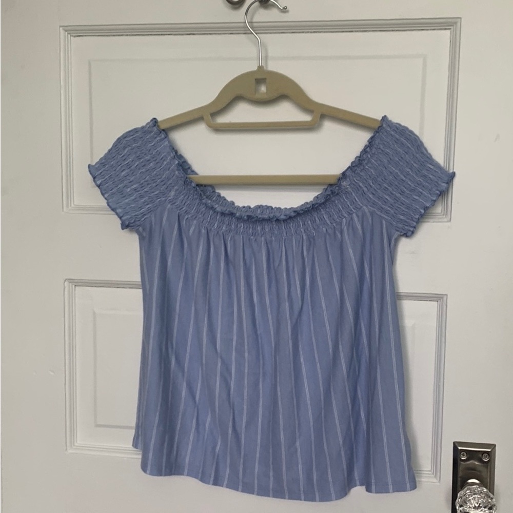 American Eagle Outfitters Shirred Off Shoulder Top - M